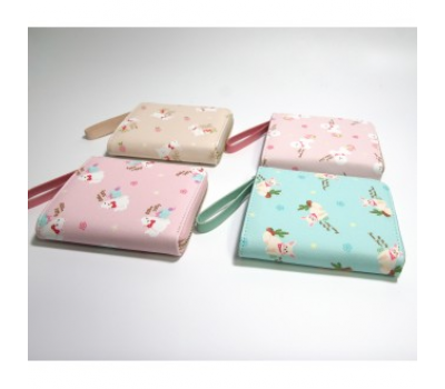Cute wallet with a pattern (macaroons and animals)