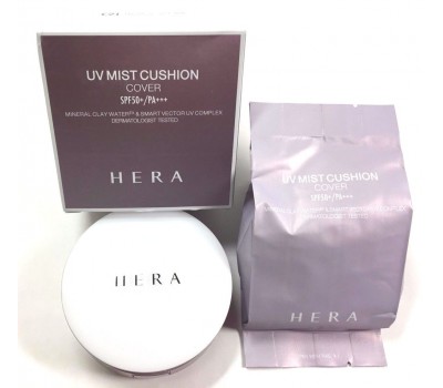 HERA UV Mist cushion cover SPF50+/PA+++ / Кушон  создает безупречный и пухлый цвет лица с бесшовным покрытием и розовым свечением.