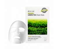 3W CLINIC Essential Up Green Tea Sheet Mask 1pack (10pcs) - Успокаивающая маска с Зеленым чаем