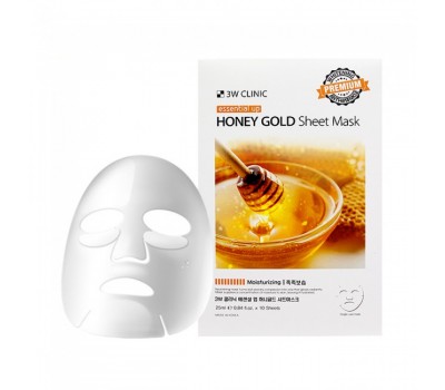 3W CLINIC Essential Up Honey Sheet Mask 1pack (10pcs) - маска с экстрактом меда