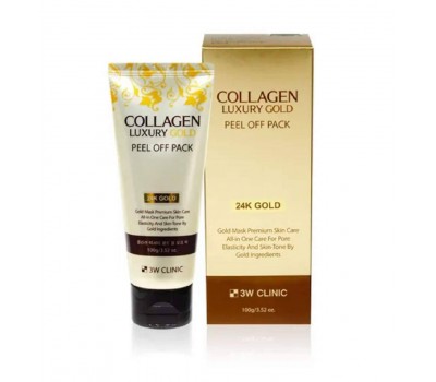 3W Clinic Collagen and Luxury Gold Peel Off Pack 100g - Маска-плёнка для лица с коллагеном и золотом 100г