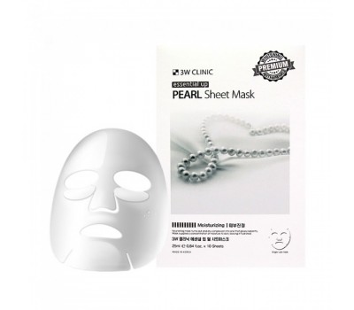 3W CLINIC Essential Up Pearl Sheet Mask 1pack (10pcs) - Увлажняющая маска с жемчугом