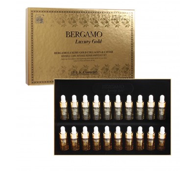 Bergamo Luxury Gold Collagen and Caviar Ampoule Set - Набор сывороток с золотом и икрой