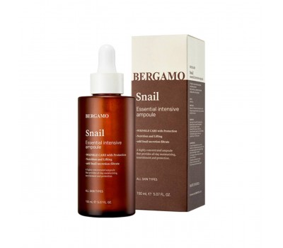 Bergamo Snail Essential Intensive Ampoule 150ml - Интенсивная ампула с муцином улитки 150мл