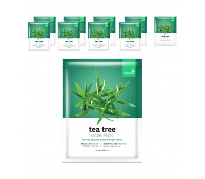 BERGAMO Tea Tree Mask Pack 10ea x 28ml - Тканевая маска для лица с экстрактом чайного дерева 10шт х 28мл