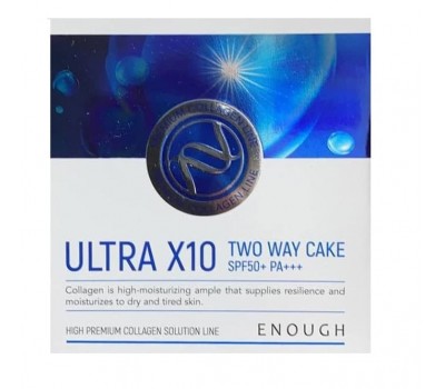 Enough Ultra X10 Two Way Cake SPF 50+ PA+++ No.13 11g + 11g refill - Коллагеновая пудра 11г + 11г рефил