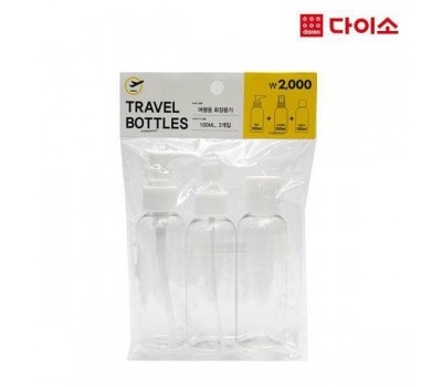 Daiso Travel plastic vials set 3ea x 100ml