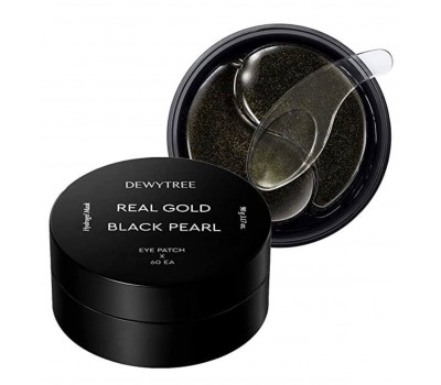 DEWYTREE Real Gold Black Pearl Eye Patch 60ea - Гидрогелевые патчи с золотом и чёрным жемчугом 60шт