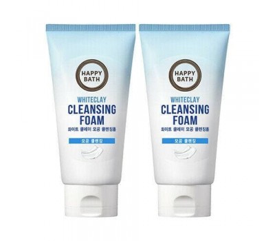 Happy Bath White Clay Pore Cleansing Foam 1+1 150ml - Очищающая пенка с белой глиной 1+1 150мл