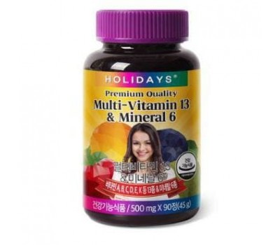 Holidays Multivitamin 13 and Mineral 6 90ea x 500mg-13 Multivitamine und 6 Mineralien 90pcs x 500mg Holidays Multivitamin 13 and Mineral 6 90ea x 500mg