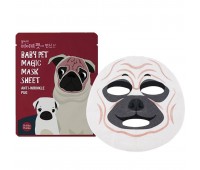 Holika Holika Baby Pet Magic Mask Sheet Anti-Wrinkle Pug 10ea x 25ml - Тканевая маска-мордочка в миде мопса для лица 10шт х 25мл