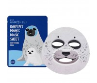 Holika Holika Baby Pet Magic Mask Sheet Whitening Seal 10ea x 25ml - Осветляющая тканевая маска-мордочка в виде милого тюленя для лица 10шт х 25мл