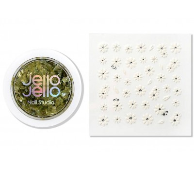 Jello Jello Petal Terazzo Glitter GL017 + Nail Sticker