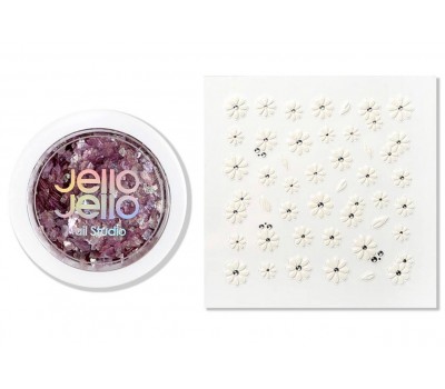 Jello Jello Petal Terazzo Glitter GL019 + Nail Sticker