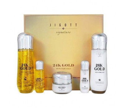 Jigott Jigott Signature 24k Gold Essential Skin Care 3set - Набор с частицами золота для ухода за кожей