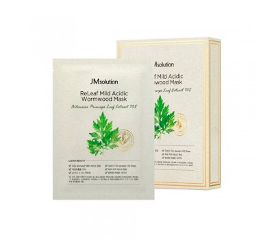 JM Solution Releaf Mild Acidic Wormwood Mask 10ea x 30ml - Успокаивающая тканевая маска 10шт х 30мл