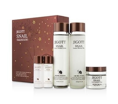 Jigott Facial Skin care Snail Essence Moisture 3Set  -Набор с муцином улитки