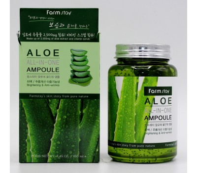 FARM STAY Aloe All-In-One Ampoule 250ml - Многофункциональное ампульная сыворотка с экстрактом алоэ