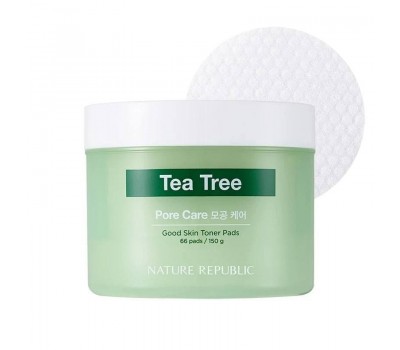 Nature Republic Good Skin Teatree Ampoule Toner Pad 66ea - Очищающие пэды с маслом чайного дерева 66шт