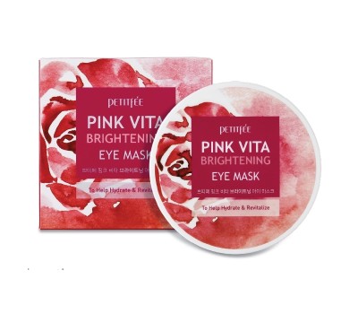 Petitfee Pink Vita Brightening Eye Mask 60ea - отбеливающие патчи с розой
