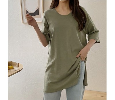 Женская футболка большого размера с U-образным вырезом ( Размер Free)