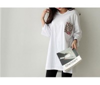 Le Emma Boxy Fit Long T-shirt With Pocket (Free Size)
